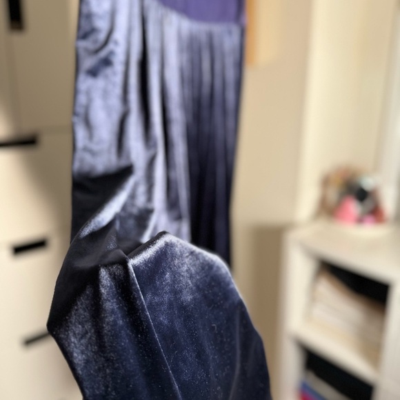Beautiful Navy Velvet Wide Leg Pants - Picture 2 of 5